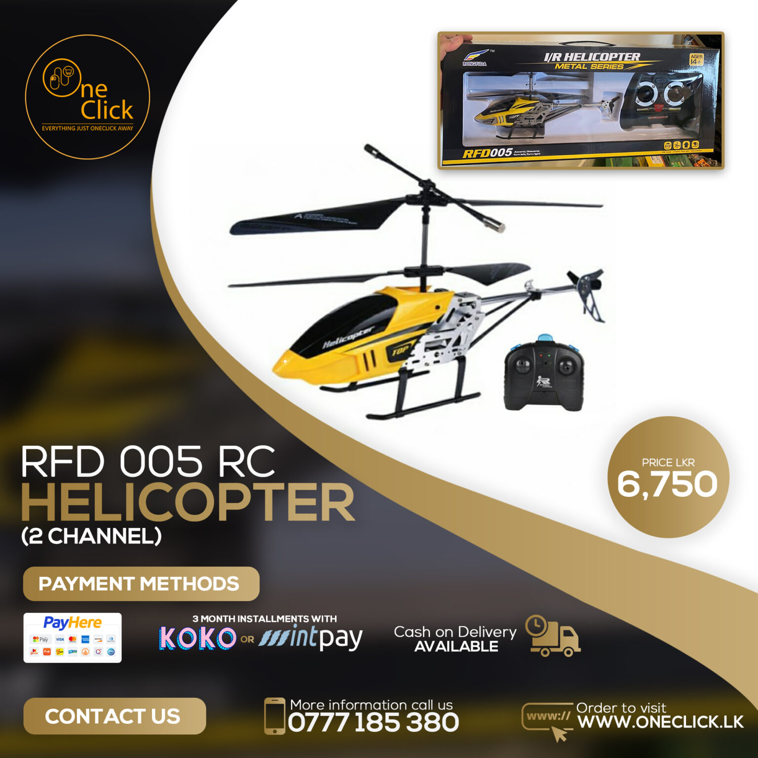 Rechargeable Remote Control Helicopter I/R RFD 005 Metal Series - OneClick