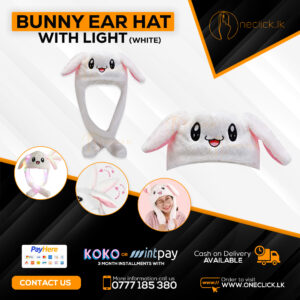 Bunny Ear Hat With Light - White